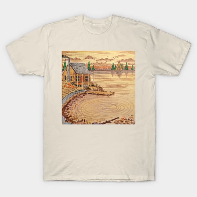 Cabin at the Lake in the Fall Season T-Shirt by Matt Starr Fine Art